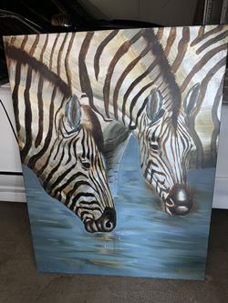 Beautiful zebra on canvas