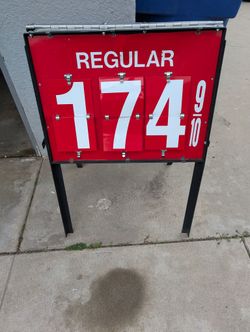 Vintage Standing Gas Station Sign Metal Flip Numbers 
