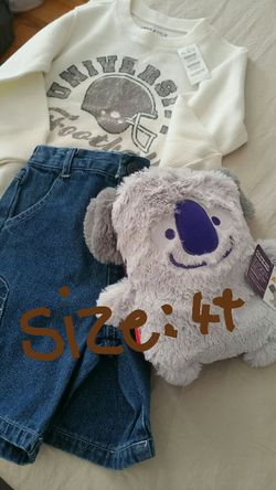 Toddler's Jean short, sweater and pillow pet new with tag