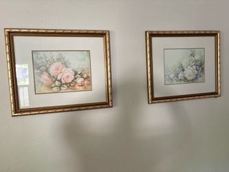 Set of two floral frame prints-excellent condition