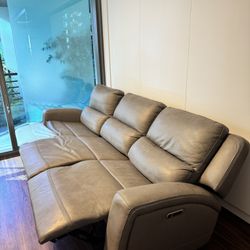 Leather Reclining Sofa Zero Gravity Grey