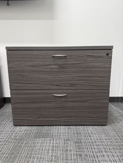 2-Drawer Lateral Cabinet – Gray Wood Finish