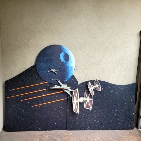 Star wars promo display from Disney store. X wings, tie fighters, death star. One of a kind.