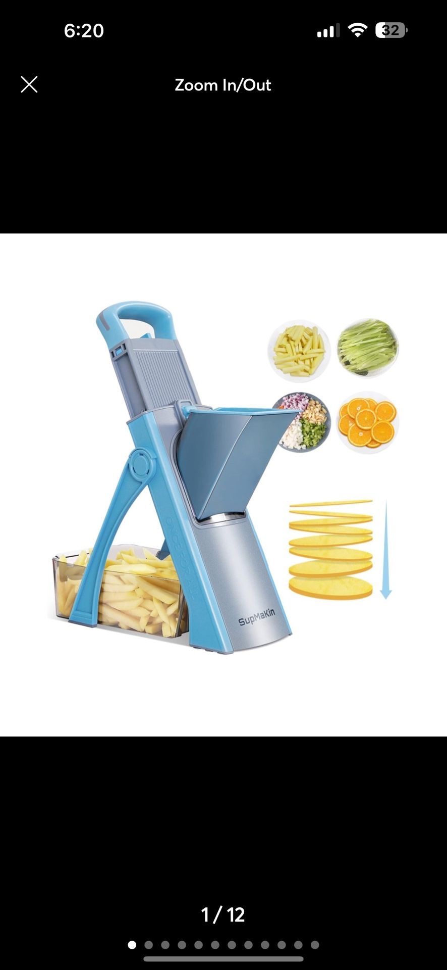 SUPMAKIN Upgrade Safe Mandoline Slicer, Adjustable Potato Slicer, Vegetable Food