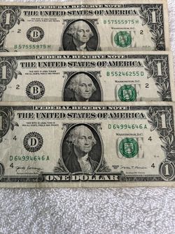 US Legal Currency 1 Dollar Bills With Repeaters And Super Repeaters Or Low Serial Numbers