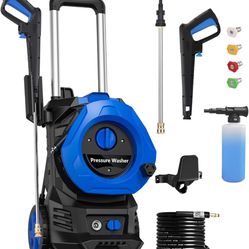 New Electric Power Washer 1800 PSI  Electric Pressure Washer with hose ,Power Cord, Soap Tank Car Wash Machine Blue Ideal Cleaning for Garden, Yard, H