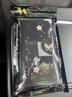 Black Floral Butterfly Wallet Phone Case