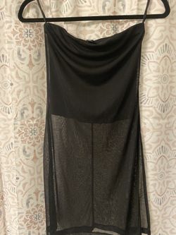 Black tube top sheer light glitter long outer length approx. to hip, slits on side tube top forever 21 small