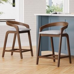 Christopher Knight Home - Callahan 25.25'' Rubberwood Counter Stools Set - LIGHT GREY