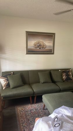 Green mid century sofa