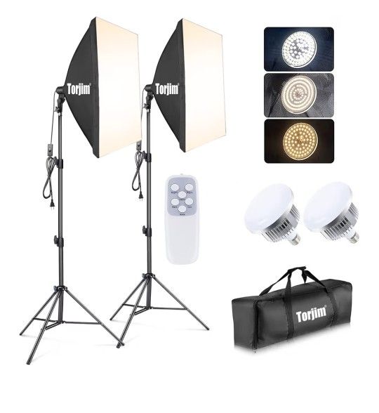 Softbox Photography Lighting Kit, 2Pcs 27" x 27" Professional Soft Box