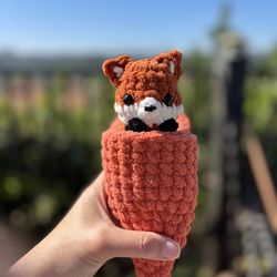 Surprise Fox 🦊 in Carrot 🥕 handmade 🧶 crochet 🧶 plushie