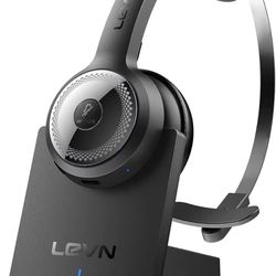LEVN Bluetooth 5.0 Headset, Wireless Headset with Microphone (AI Noise Cancelling)