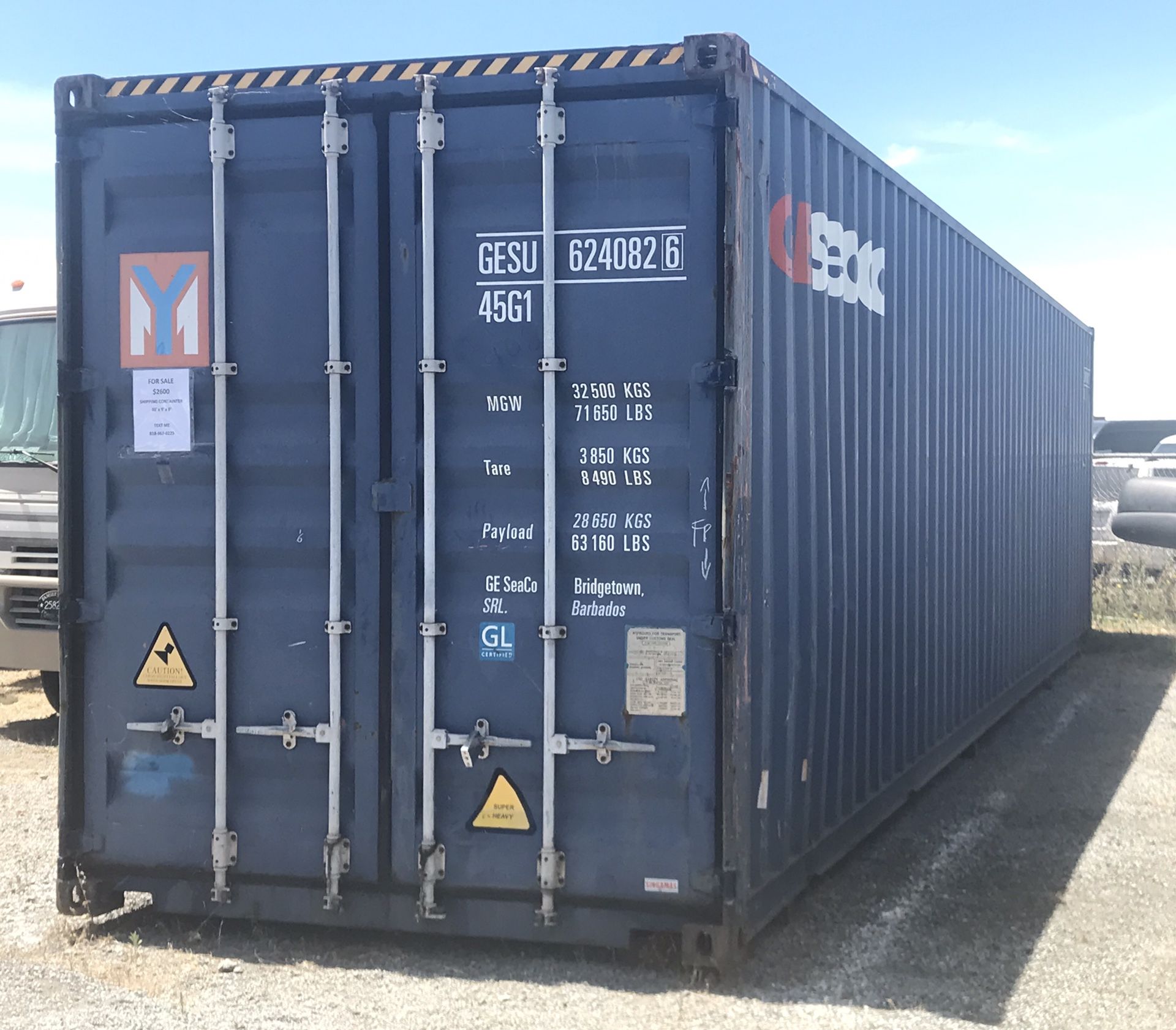 SHIPPING CONTAINER 40 x 9 x 8 $2600