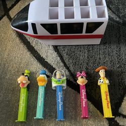 Disney Collectibles Pez Dispensers With Monorail Holder