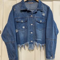 High way jeans women’s distressed cropped jeans jacket large