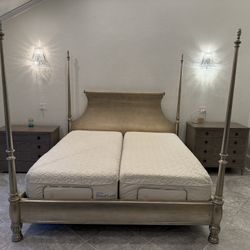 Hooker Furniture  Montage King Poster Bed in a champagne-colored metallic finish