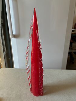 Solid Glass Red & Clear Hand Sculpted Tree