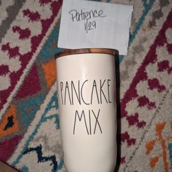 Rae Dunn Ceramic Cellar Pancake Mix With Wood Grain Lid