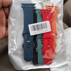 Six Different Color Apple Watch Silicone Bands 45 mm