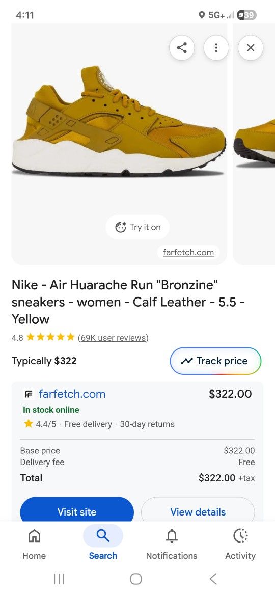 Nike Air Huarache Bronzine Shoes 7.5 Women’s