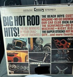 Vintage 1964 compilation vinyl LP titled Big Hot Rod Hits! released on Capitol Records