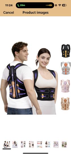 Posture Corrector for Women and Men, 5 Full Back Support Brace Rods, FSA&HSA Eligible, Adjustable Shoulder Straightener, Improving Hunchback Posture, 