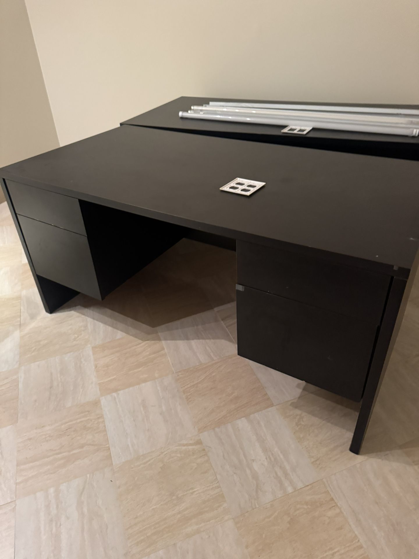 Two Desk And Filing Cabinet