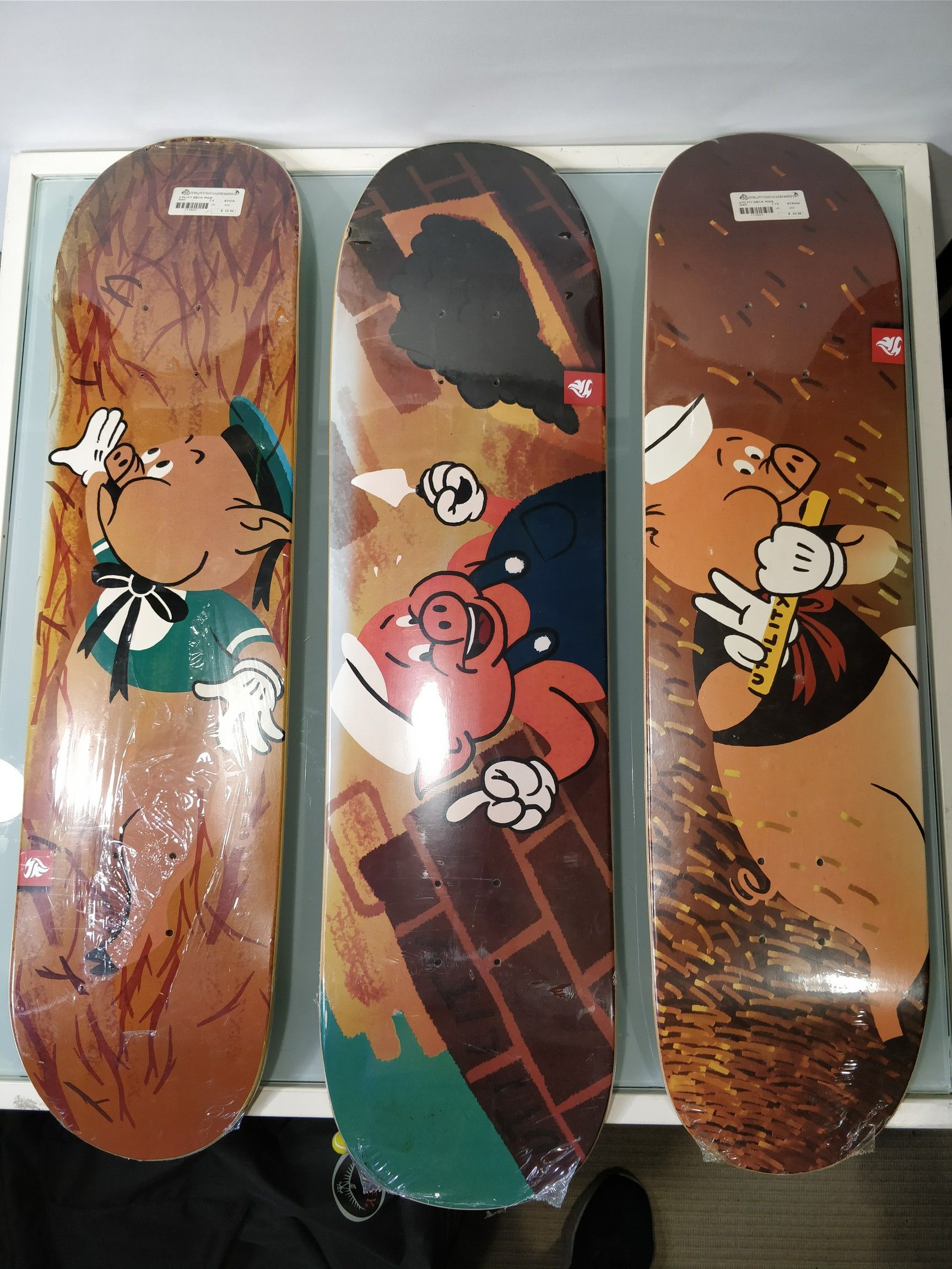 New Set of 3 Little Pigs Utility Board Shop Skate Decks 7.5, 7.75 & 8.25