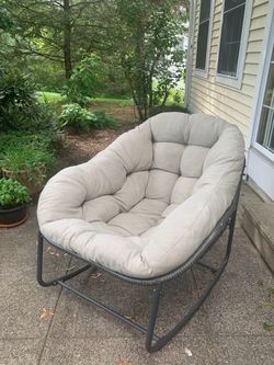 Papasan Outdoor Oversized Rocking Chair with Cushion and Steel Frame