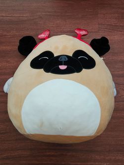 Squishmallow Pug Plush with Devil Horns