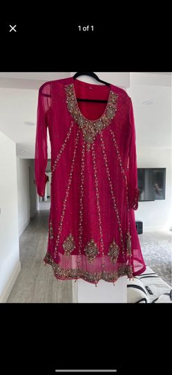 Hot Pink Embroidered Pakistani top