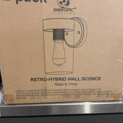 Energetic Lighting Retro-Hybrid Wall Sconces – 2-Pack- Gold, NEW