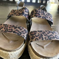 Leopard Print Sandals Woman Flat