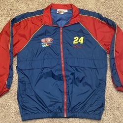 Vintage Jeff Gordon NASCAR Racing Windbreaker Jacket Large And Jeff Gordon Hat Never Worn