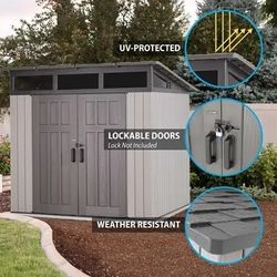 🔥 New Latge Lifetime 8.3 ft. x 8.3 ft. Outdoor Storage Shed  Heavy Duty Resin Grey color with Floor
for  Garden Tools Easy Assembly
