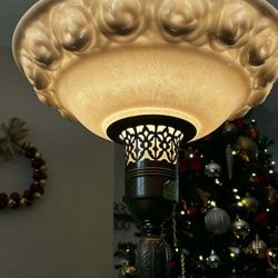 1920’s Art Nouvean Torch Brass & Marble Floor Lamp