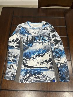 Huk Pursuit Youth Medium M Performance Fishing Shirt Mossy Oak Camo Long Sleeve