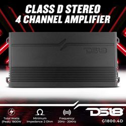 DS18 G1800.4D Car Audio Amplifier 4 Channel Class D Full Range 1800 Watts - Compact Design Easy Installation - Extremely Powerful Amp for Vehicle Soun