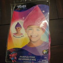 Dreamworks Trolls World Tour Reversible Neon Pink-Purple Halloween Wig