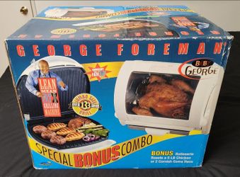 George Foreman Salton GR3659A Grill and bonus Rotisserie dual combo package