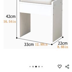 Square Vanity Stool with Rubberwood Leg, Tall Dressing Makeup Stool, Padded Bench, Piano Seat Chair Bench in Bedroom, Bathroom, Simple Assembly