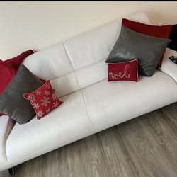 Leather White Sofa Minor Damage 