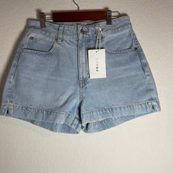 FRAME The Charm Short Denim Bermuda Shorts 25 Blue High Rise 3.5" Inseam