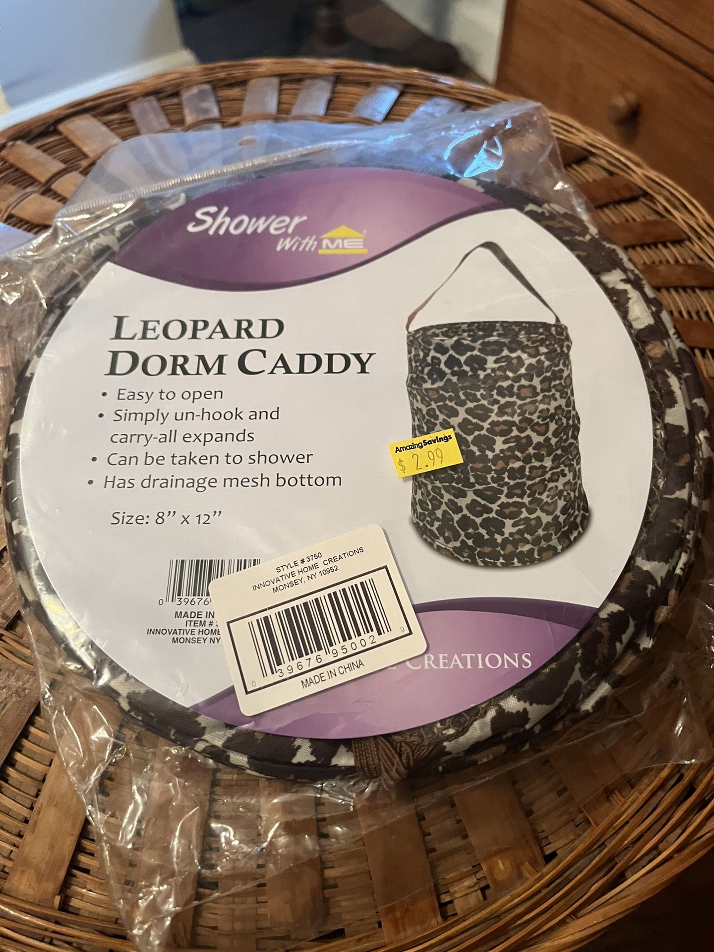 Leopard Dorm Caddy for Laundry