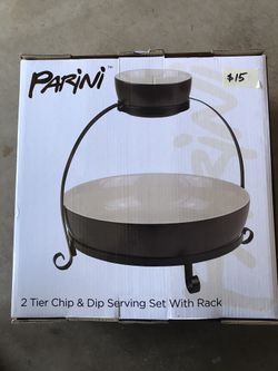 Parini 2 tier chip & dip serving set