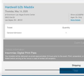 Hardwell B2B Maddix ticket