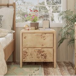 Fully Assembled Farmhouse Nightstand with Drawer, Distressed Wood Retro Accent Bedside Table, Small Nightstand Organizer, Mid Century Modern End Table