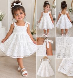 White Eyelet Toddler Girl Dress