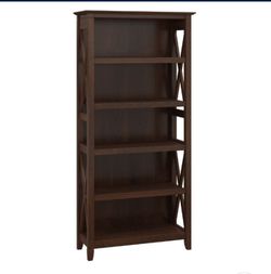 5 Shelf Bookcase with X Patterned Sides for Living Room Thumbnail
